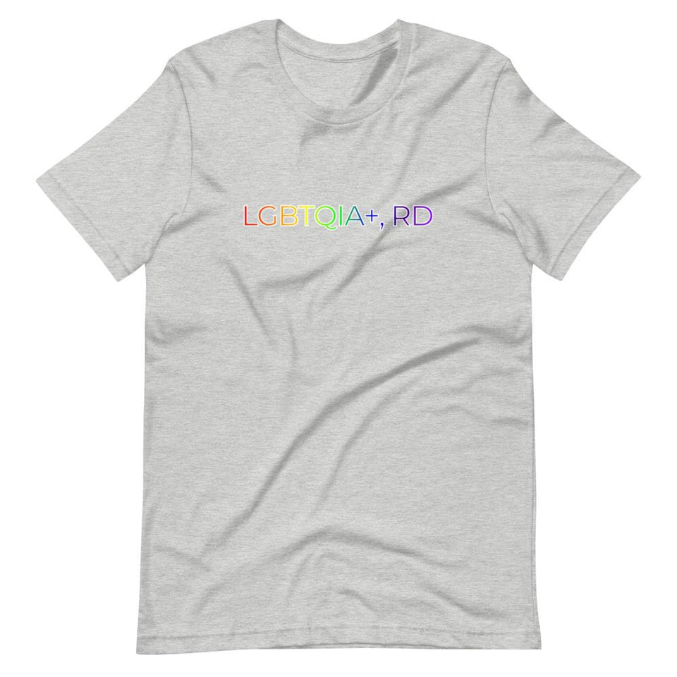 LGBTQIA+, RD | Unisex Cotton Crew | Shades of Gray | Dietitian T Shirt | neRD Clothing Company | Athletic Heather