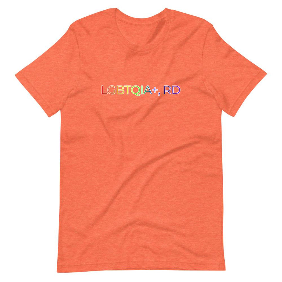 LGBTQIA+, RD | Unisex Cotton Crew | Various Colors | Dietitian T Shirt | neRD Clothing Company | Heather Orange