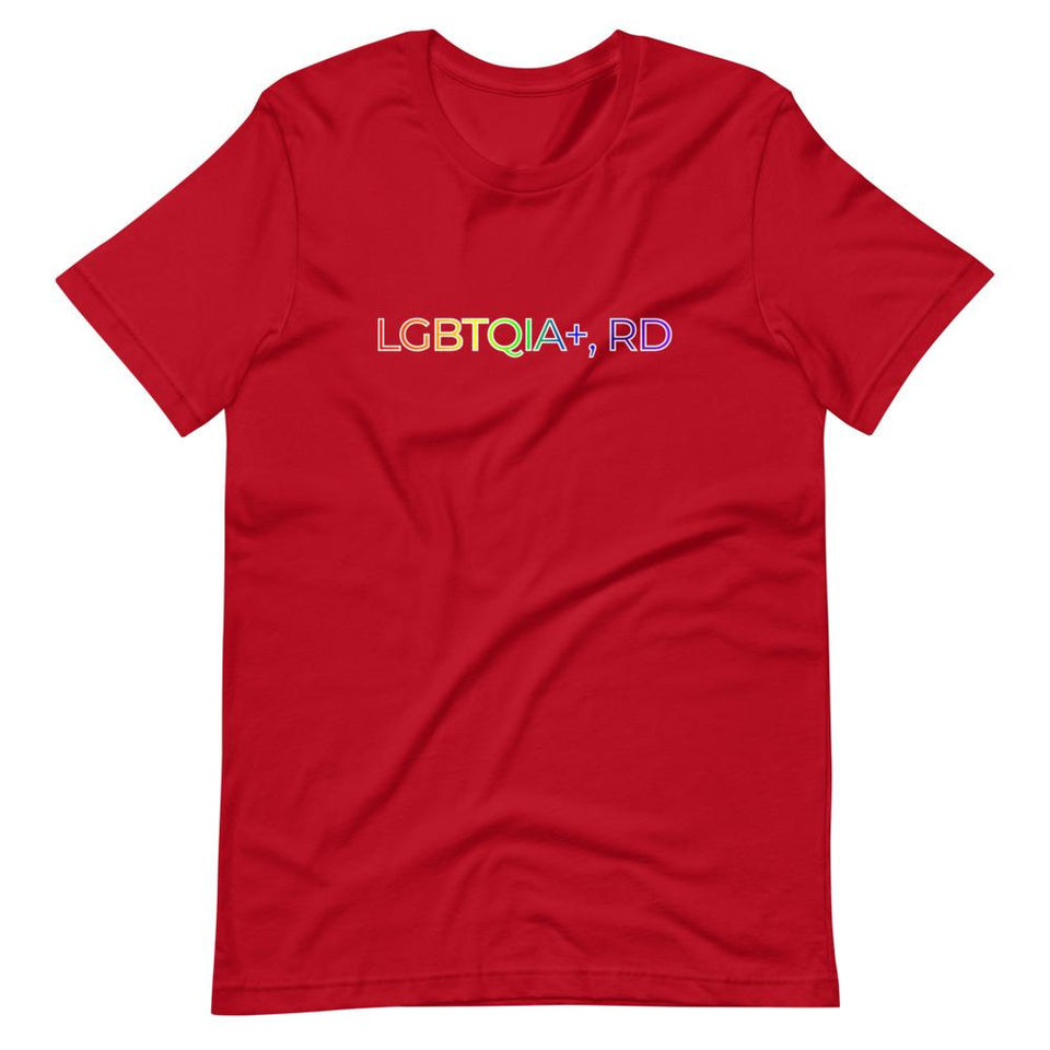 LGBTQIA+, RD | Unisex Cotton Crew | Various Colors | Dietitian T Shirt | neRD Clothing Company | Red
