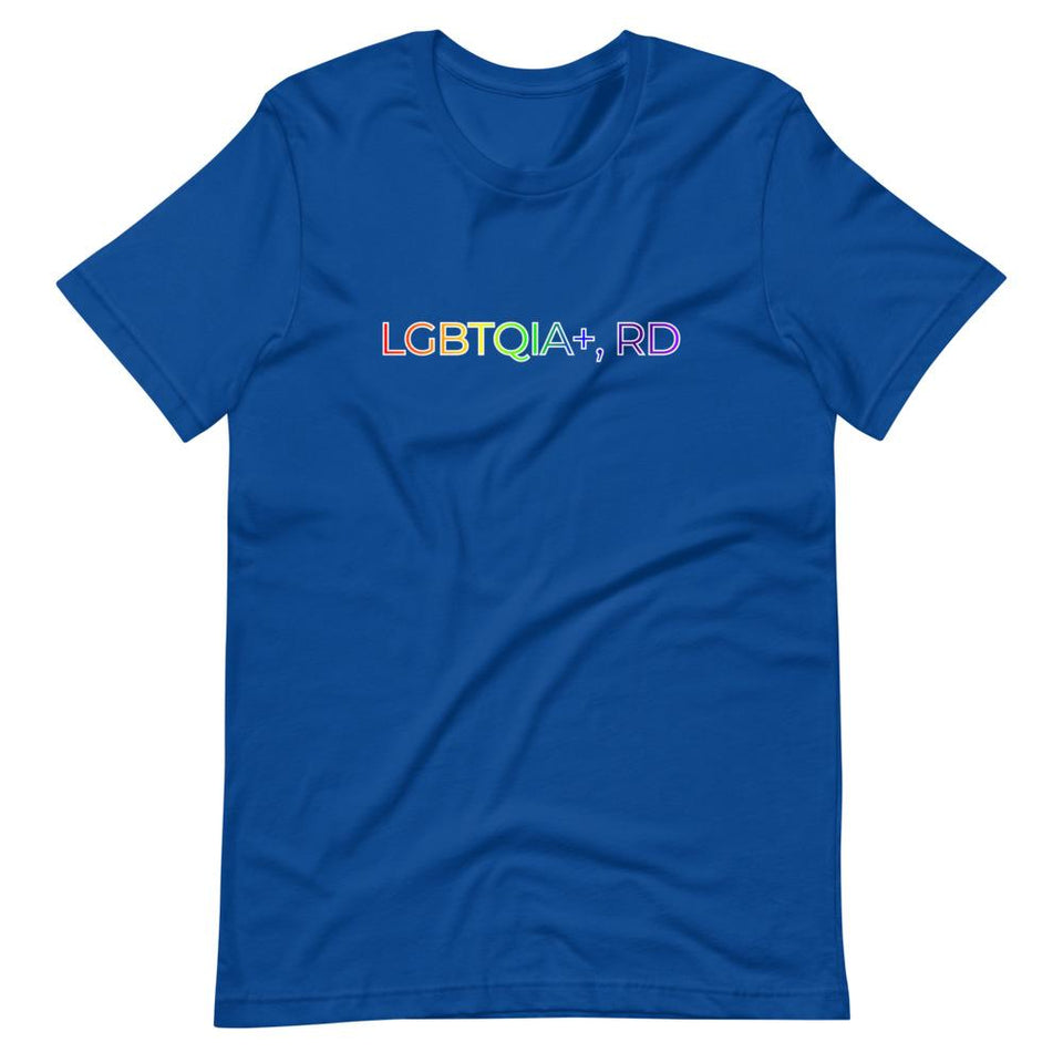LGBTQIA+, RD | Unisex Cotton Crew | Various Colors | Dietitian T Shirt | neRD Clothing Company | True Royal