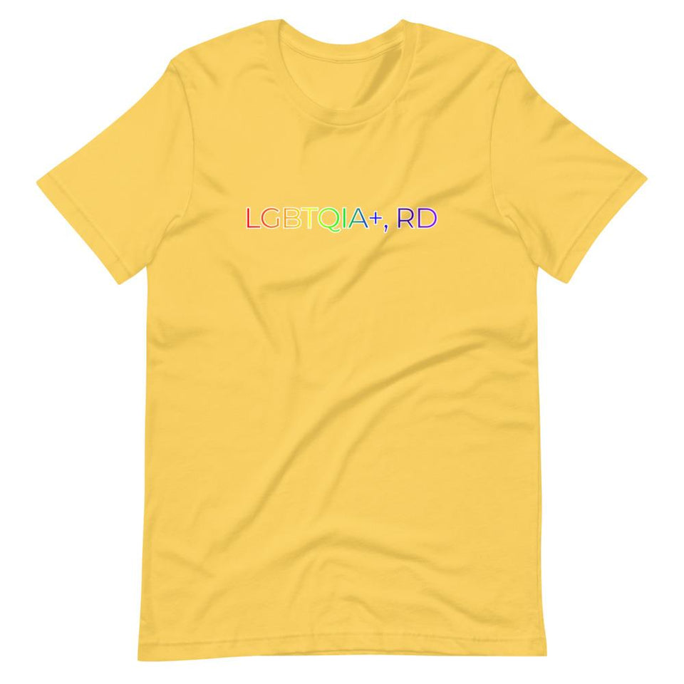 LGBTQIA+, RD | Unisex Cotton Crew | Various Colors | Dietitian T Shirt | neRD Clothing Company | Yellow