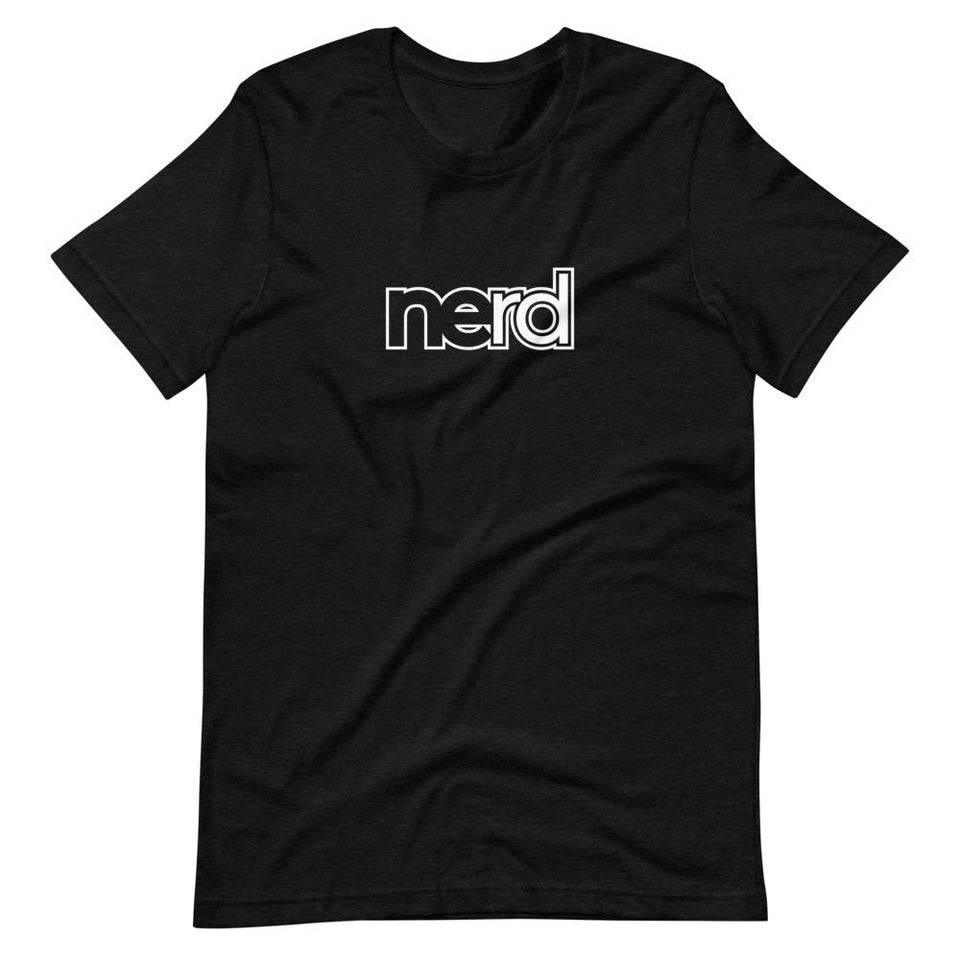 neRD Logo White | Unisex Cotton Crew | Shades of Gray | Dietitian T Shirt | neRD Clothing Company | Black Heather