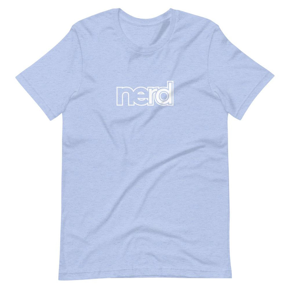 neRD Logo White | Unisex Cotton Crew | Various Heather Colors | Dietitian T Shirt | neRD Clothing Company | Heather Blue