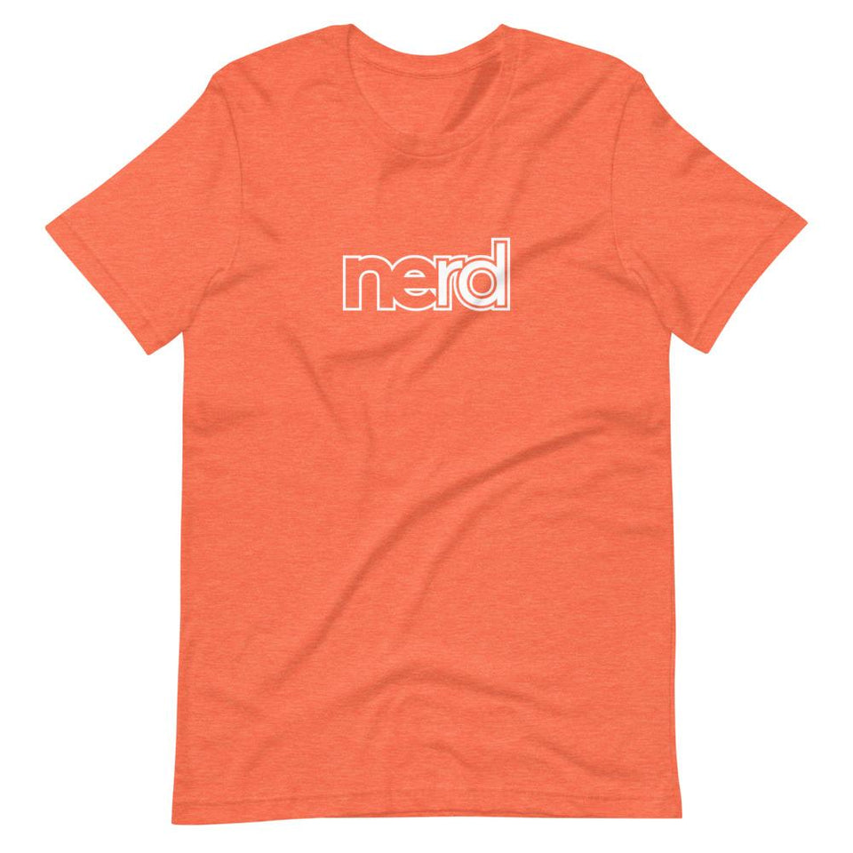 neRD Logo White | Unisex Cotton Crew | Various Heather Colors | Dietitian T Shirt | neRD Clothing Company | Heather Orange