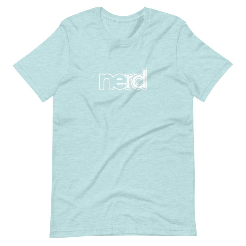 neRD Logo White | Unisex Cotton Crew | Various Heather Colors | Dietitian T Shirt | neRD Clothing Company | Heather Prism Ice Blue