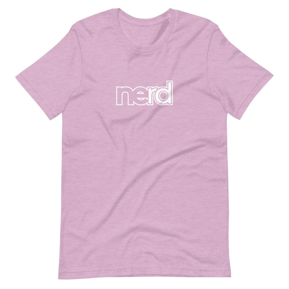 neRD Logo White | Unisex Cotton Crew | Various Heather Colors | Dietitian T Shirt | neRD Clothing Company | Heather Prism Lilac
