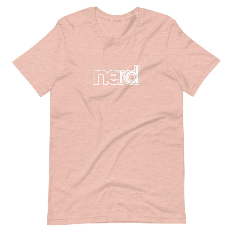 neRD Logo White | Unisex Cotton Crew | Various Heather Colors | Dietitian T Shirt | neRD Clothing Company | Heather Prism Peach