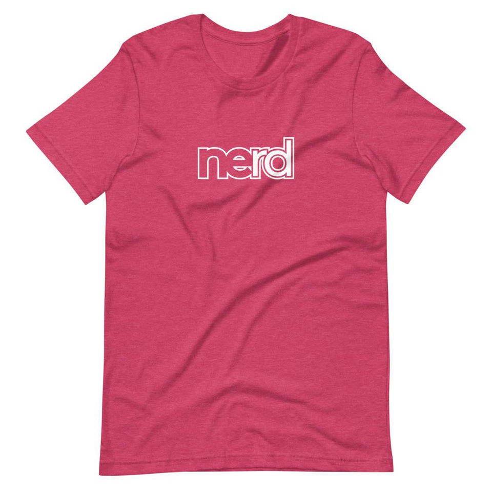 neRD Logo White | Unisex Cotton Crew | Various Heather Colors | Dietitian T Shirt | neRD Clothing Company | Heather Raspberry