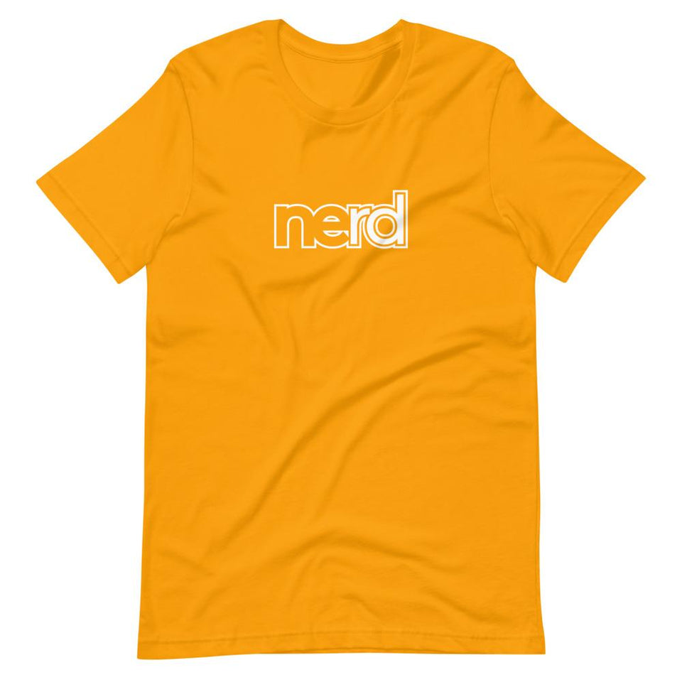 neRD Logo White | Unisex Cotton Crew | Various Solid Colors | Dietitian T Shirt | neRD Clothing Company | Gold