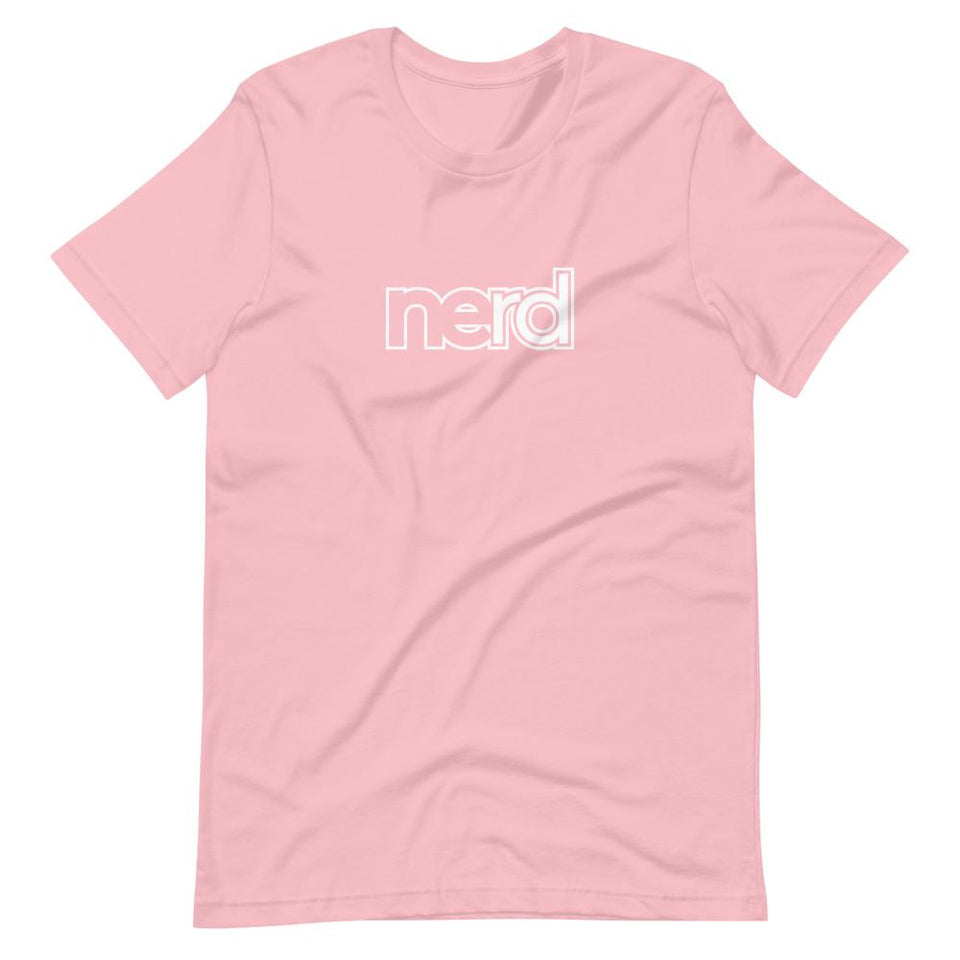 neRD Logo White | Unisex Cotton Crew | Various Solid Colors | Dietitian T Shirt | neRD Clothing Company | Pink
