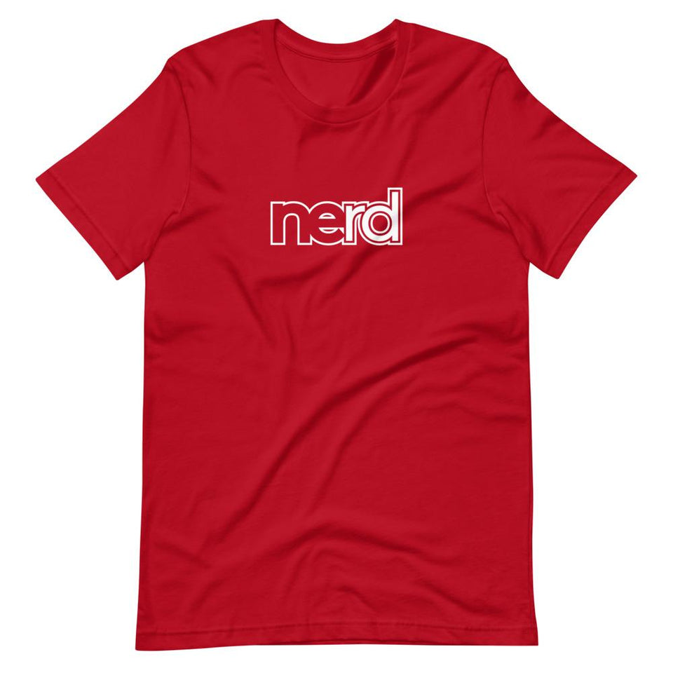 neRD Logo White | Unisex Cotton Crew | Various Solid Colors | Dietitian T Shirt | neRD Clothing Company | Red