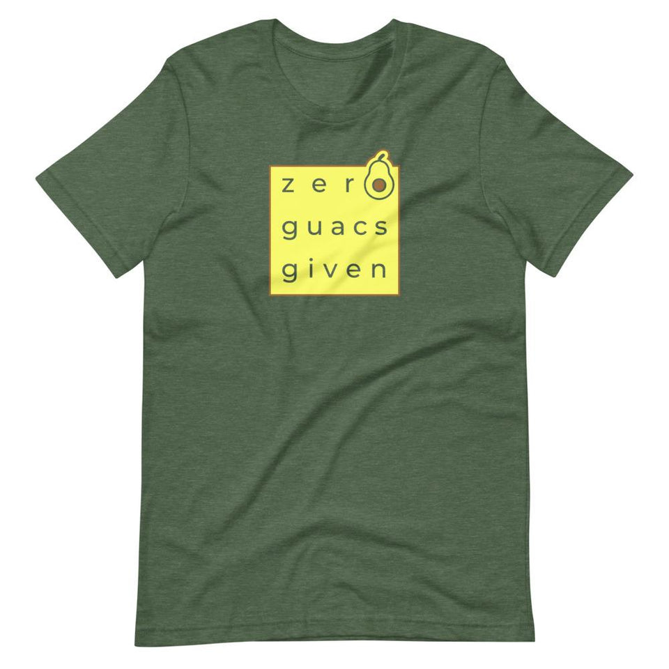 Zero Guacs Given Colorways | Unisex Cotton Crew | Various Colors | Dietitian T Shirt | neRD Clothing Company | Heather Forest