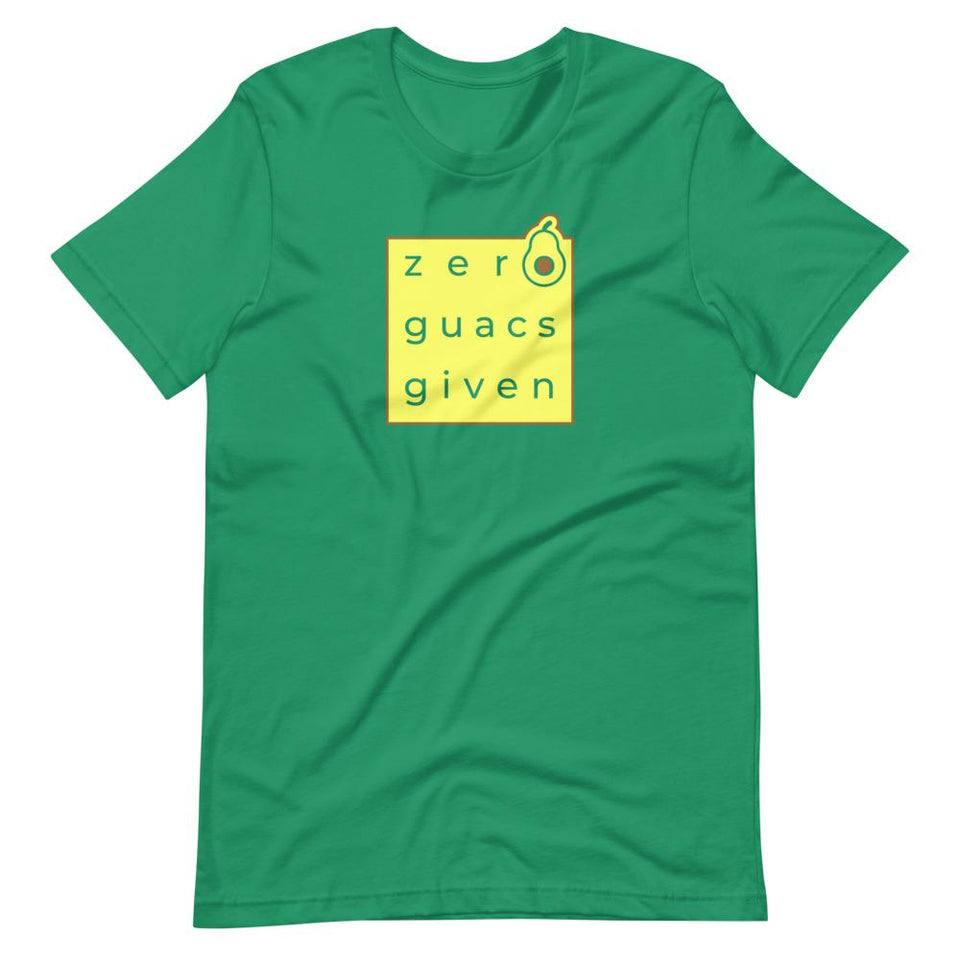 Zero Guacs Given Colorways | Unisex Cotton Crew | Various Colors | Dietitian T Shirt | neRD Clothing Company | Kelly