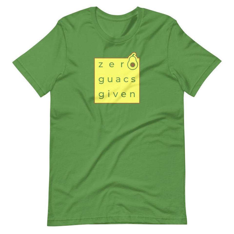 Zero Guacs Given Colorways | Unisex Cotton Crew | Various Colors | Dietitian T Shirt | neRD Clothing Company | Leaf