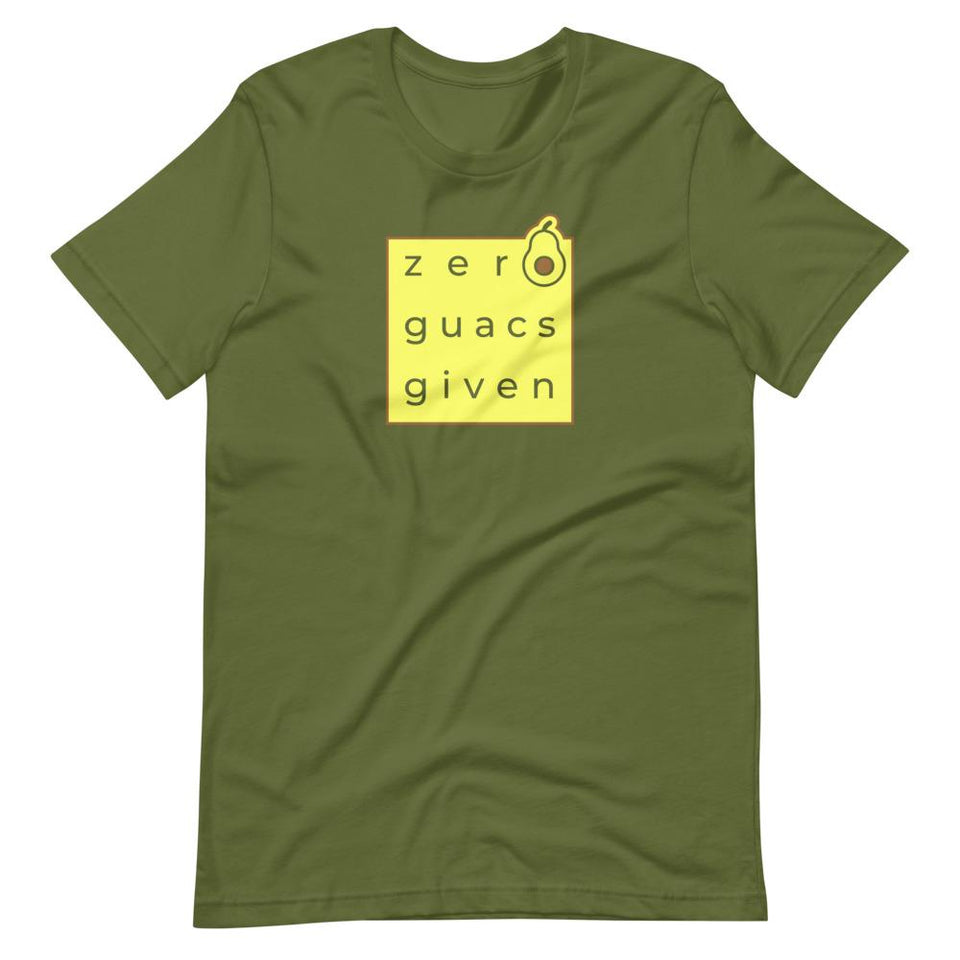 Zero Guacs Given Colorways | Unisex Cotton Crew | Various Colors | Dietitian T Shirt | neRD Clothing Company | Olive