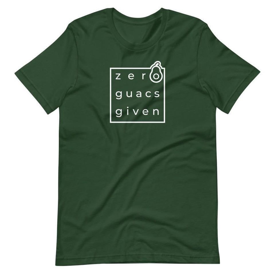 Zero Guacs Given | Unisex Cotton Crew | Various Colors | Dietitian T Shirt | neRD Clothing Company | Forest