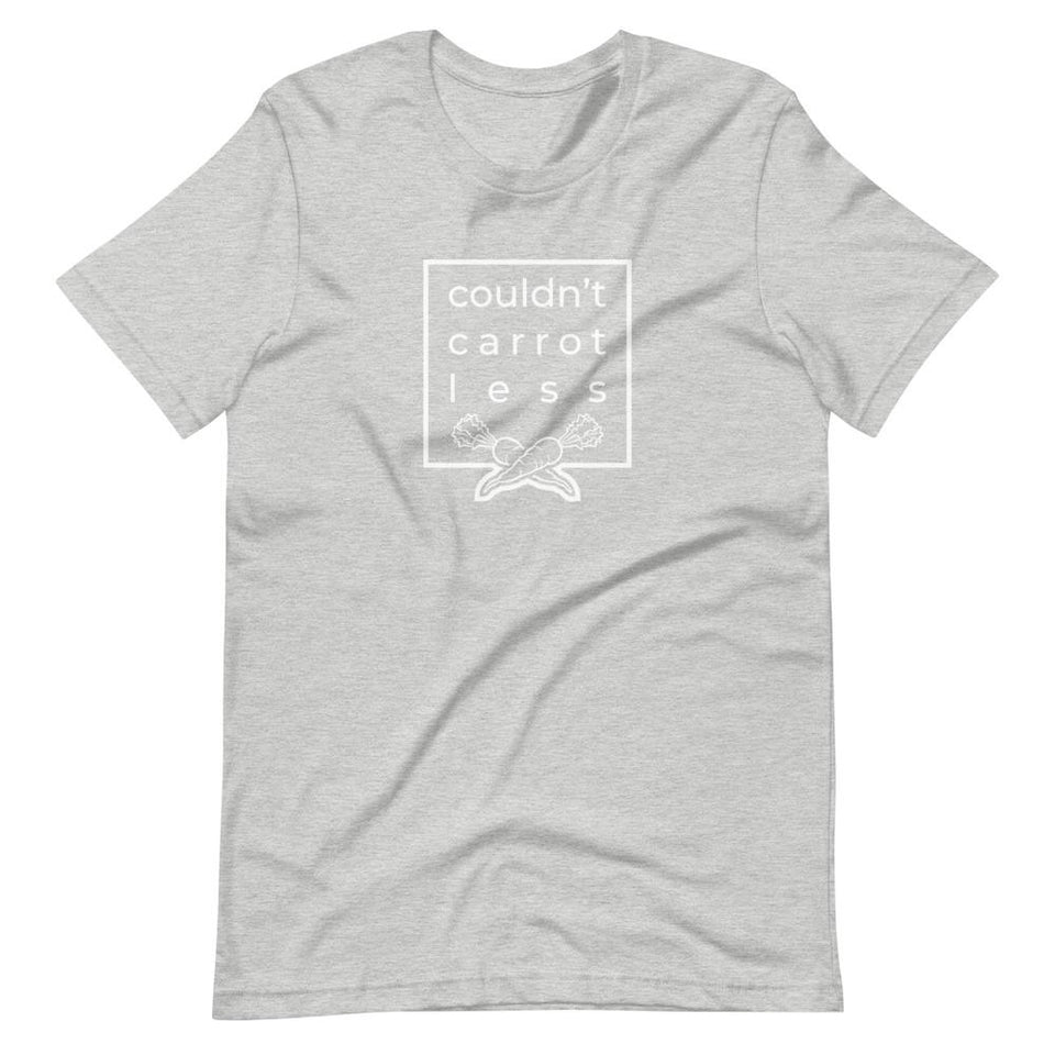 Couldn't Carrot Less | Unisex Cotton Crew | Shades of Gray | Dietitian T Shirt | neRD Clothing Company | Athletic Heather