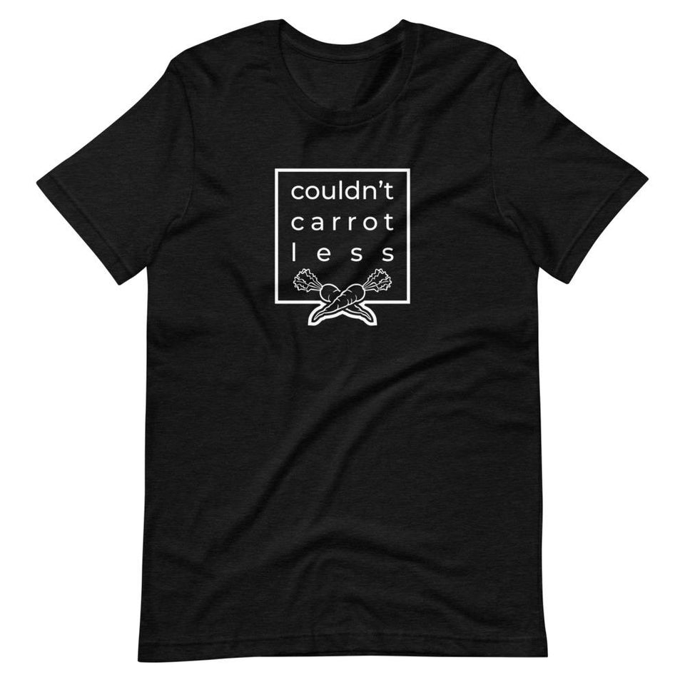 Couldn't Carrot Less | Unisex Cotton Crew | Shades of Gray | Dietitian T Shirt | neRD Clothing Company | Black Heather