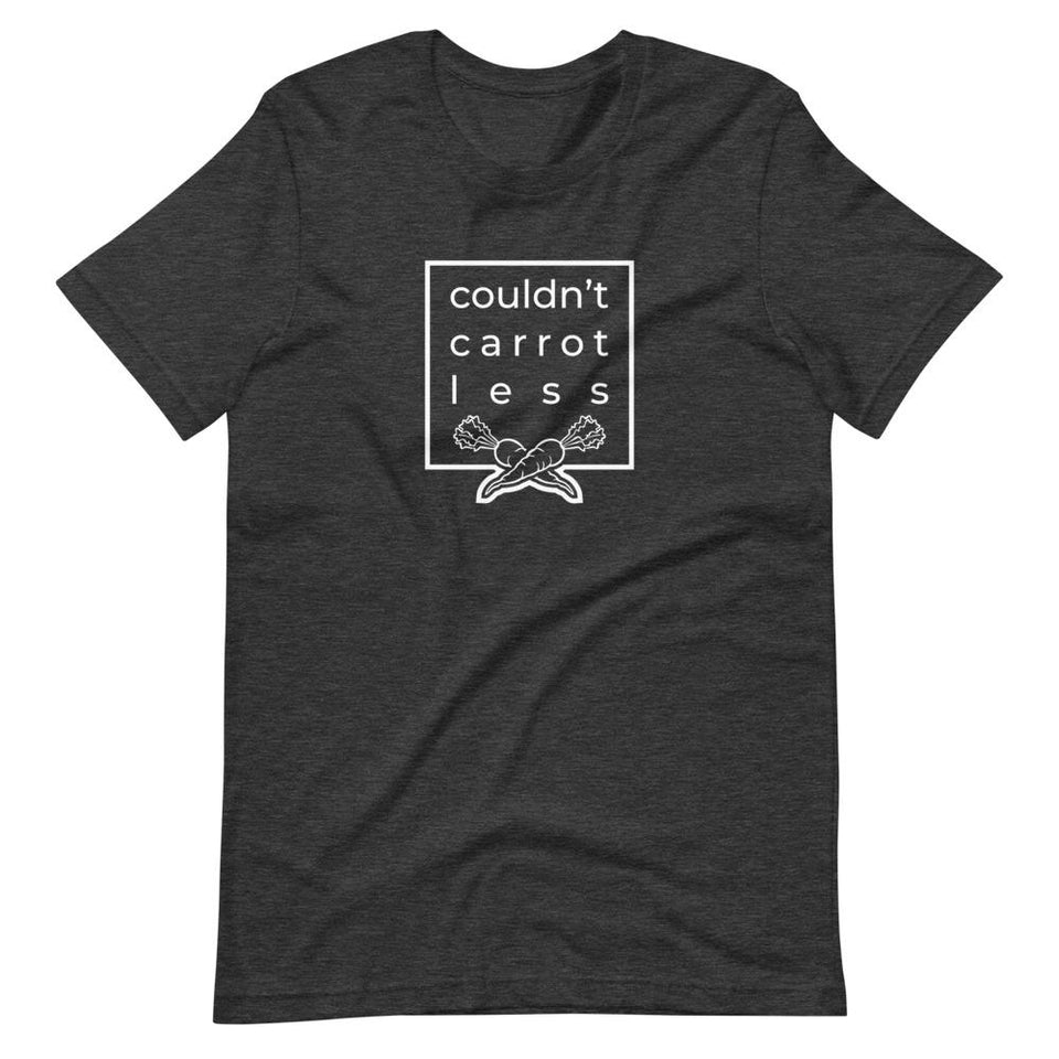 Couldn't Carrot Less | Unisex Cotton Crew | Shades of Gray | Dietitian T Shirt | neRD Clothing Company | Dark Grey Heather