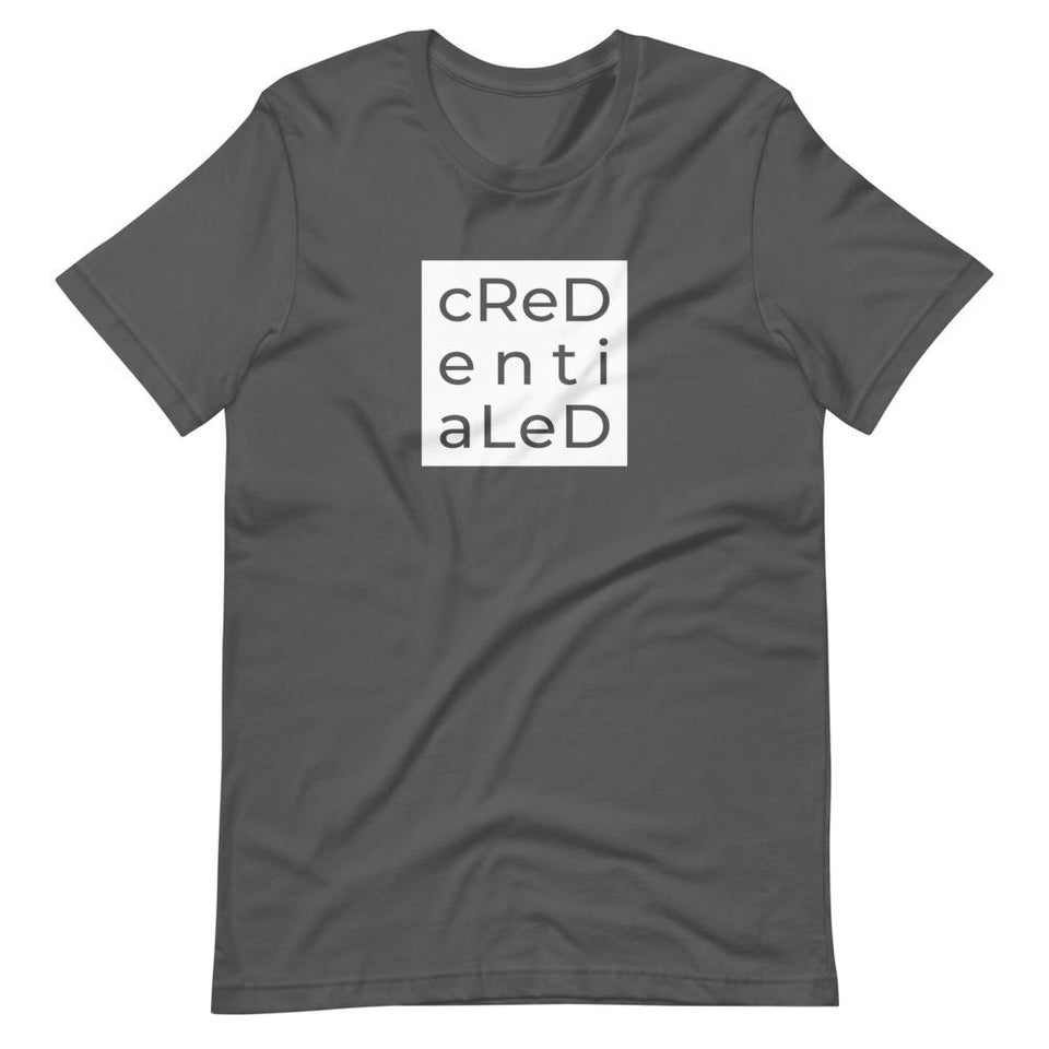 Credentialed Block | Unisex Cotton Crew | Shades of Gray | Dietitian T Shirt | neRD Clothing Company | Asphalt