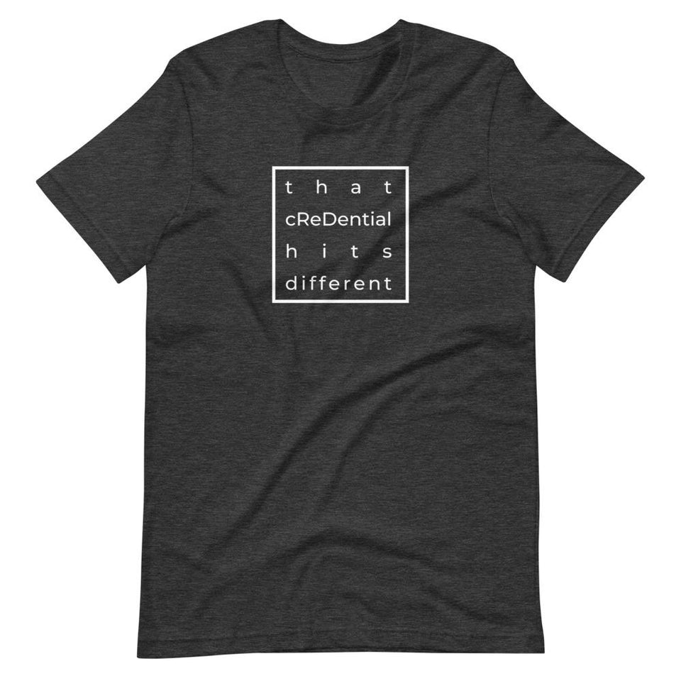 Dietitians Hit Different | Unisex Cotton Crew | Shades of Gray | Dietitian T Shirt | neRD Clothing Company | Dark Grey Heather