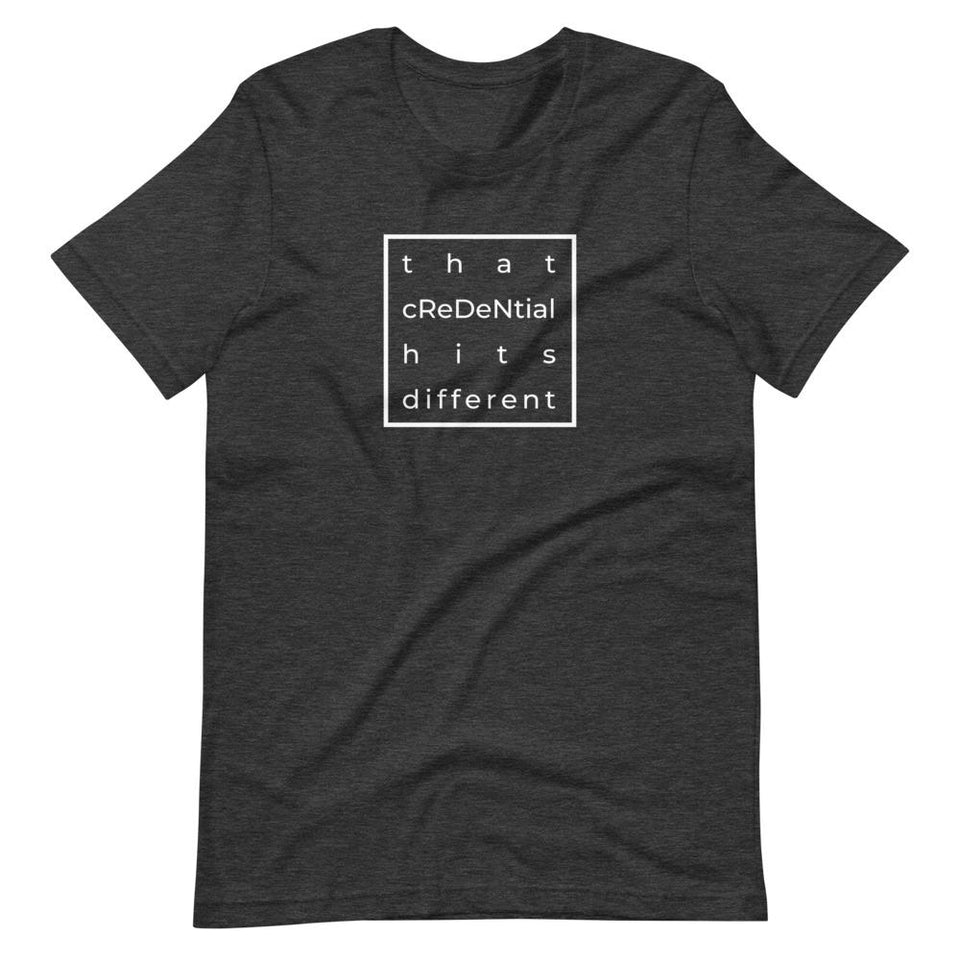 Dietitians Hit Different | Unisex Cotton Crew | Shades of Gray | Dietitian T Shirt | neRD Clothing Company | Dark Grey Heather