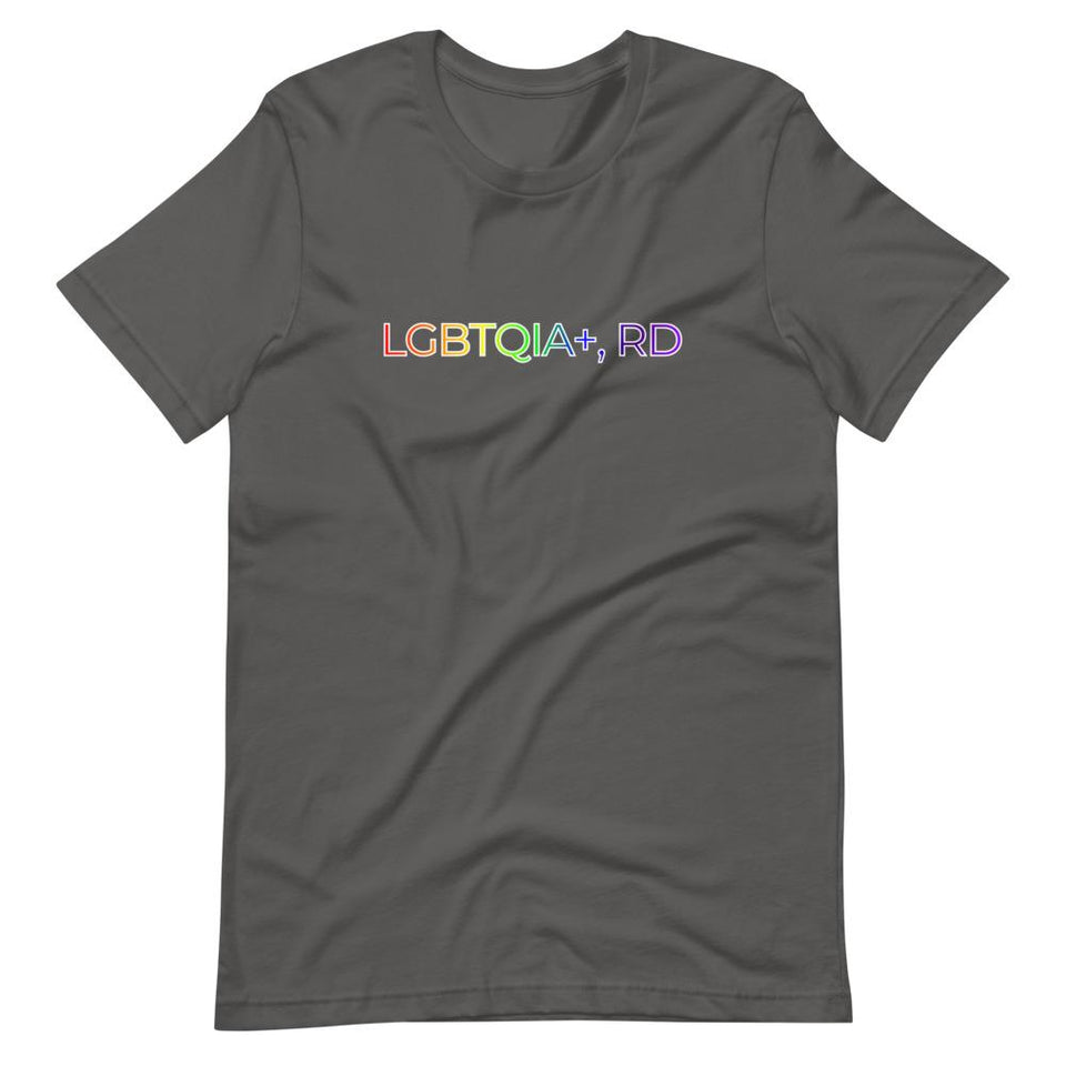 LGBTQIA+, RD | Unisex Cotton Crew | Shades of Gray | Dietitian T Shirt | neRD Clothing Company | Asphalt