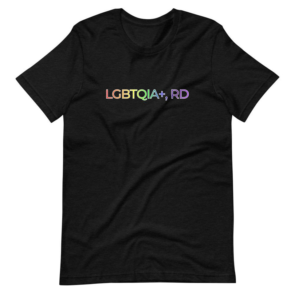 LGBTQIA+, RD | Unisex Cotton Crew | Shades of Gray | Dietitian T Shirt | neRD Clothing Company | Black Heather