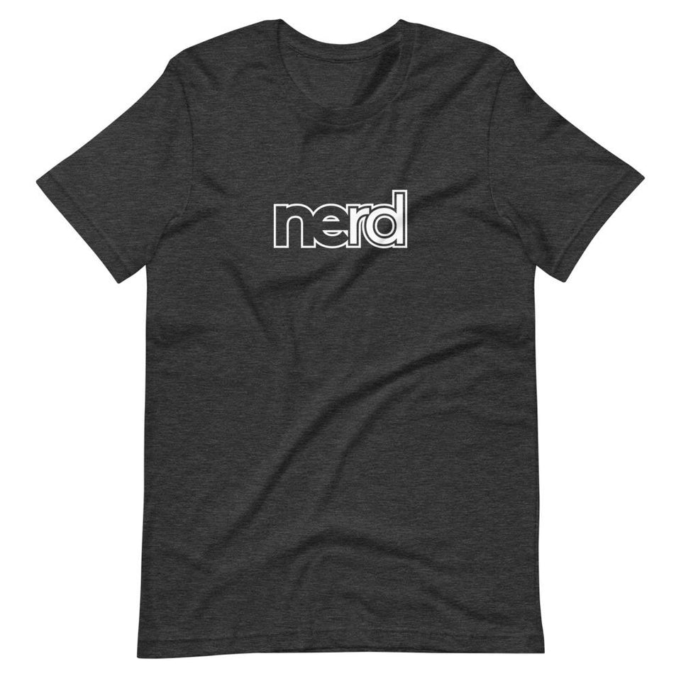 neRD Logo White | Unisex Cotton Crew | Shades of Gray | Dietitian T Shirt | neRD Clothing Company | Dark Grey Heather