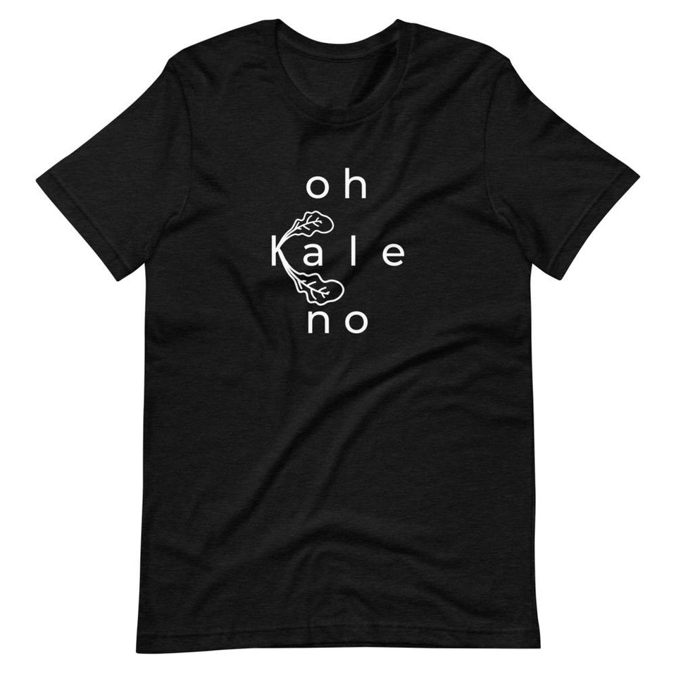 Oh Kale No | Unisex Cotton Crew | Shades of Gray | Dietitian T Shirt | neRD Clothing Company | Black Heather