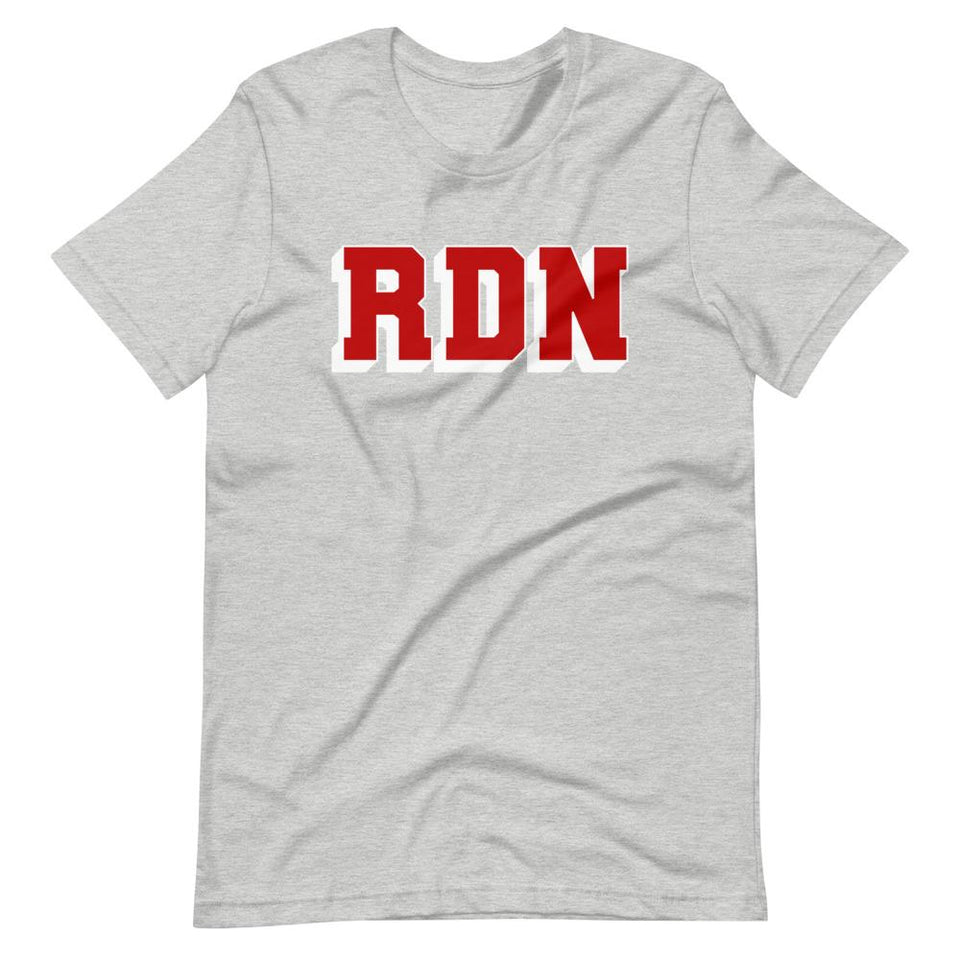 Varsity Dietitian | Unisex Cotton Crew | Athletic Heather | Dietitian T Shirt | neRD Clothing Company | S