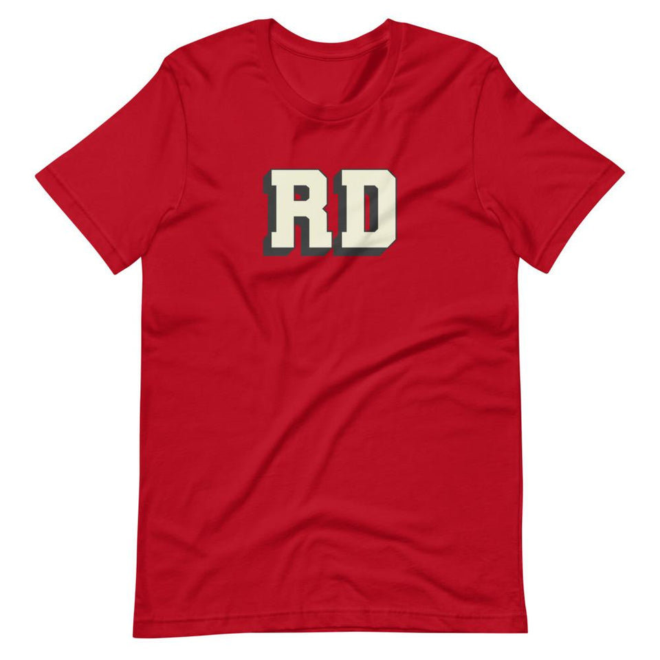 Varsity Dietitian | Unisex Cotton Crew | Red | Dietitian T Shirt | neRD Clothing Company | S