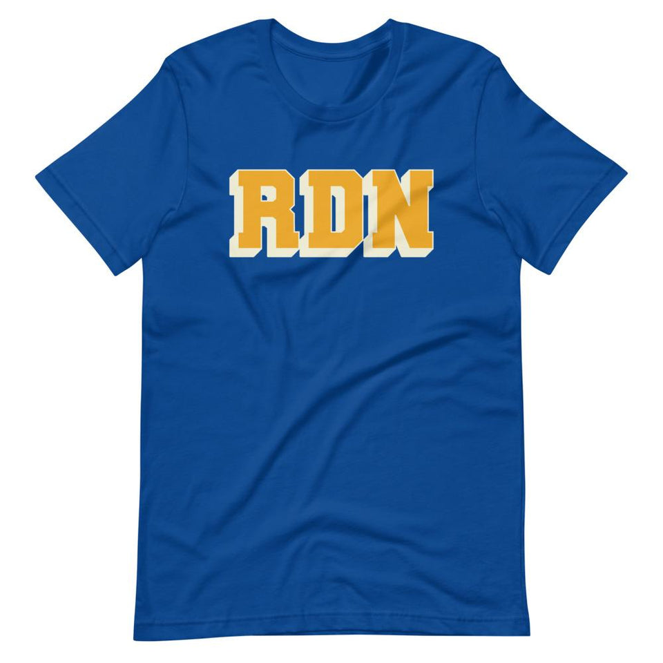 Varsity Dietitian | Unisex Cotton Crew | True Royal | Dietitian T Shirt | neRD Clothing Company | S